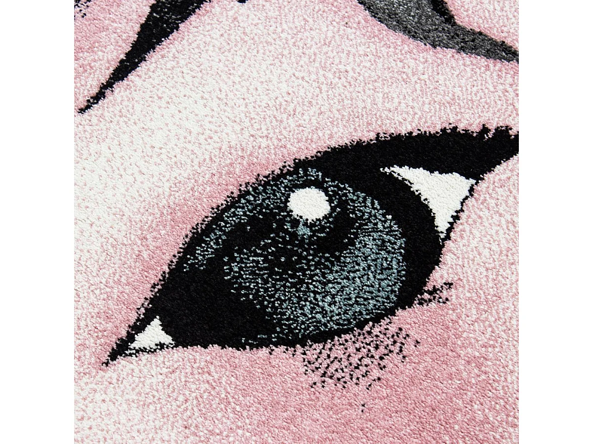 Tapis enfant 120x170 tissé rose et gris motif animaux KID DREAM