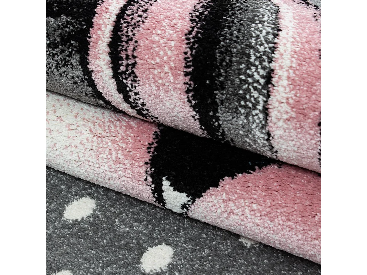 Tapis enfant 120x170 tissé rose et gris motif animaux KID DREAM