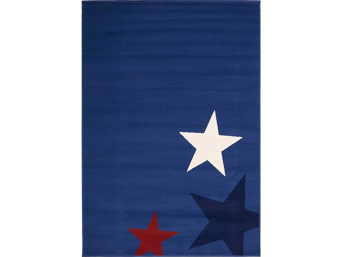 Tapis enfant 120x170 rectangle tissé bleu LYN1 STAR