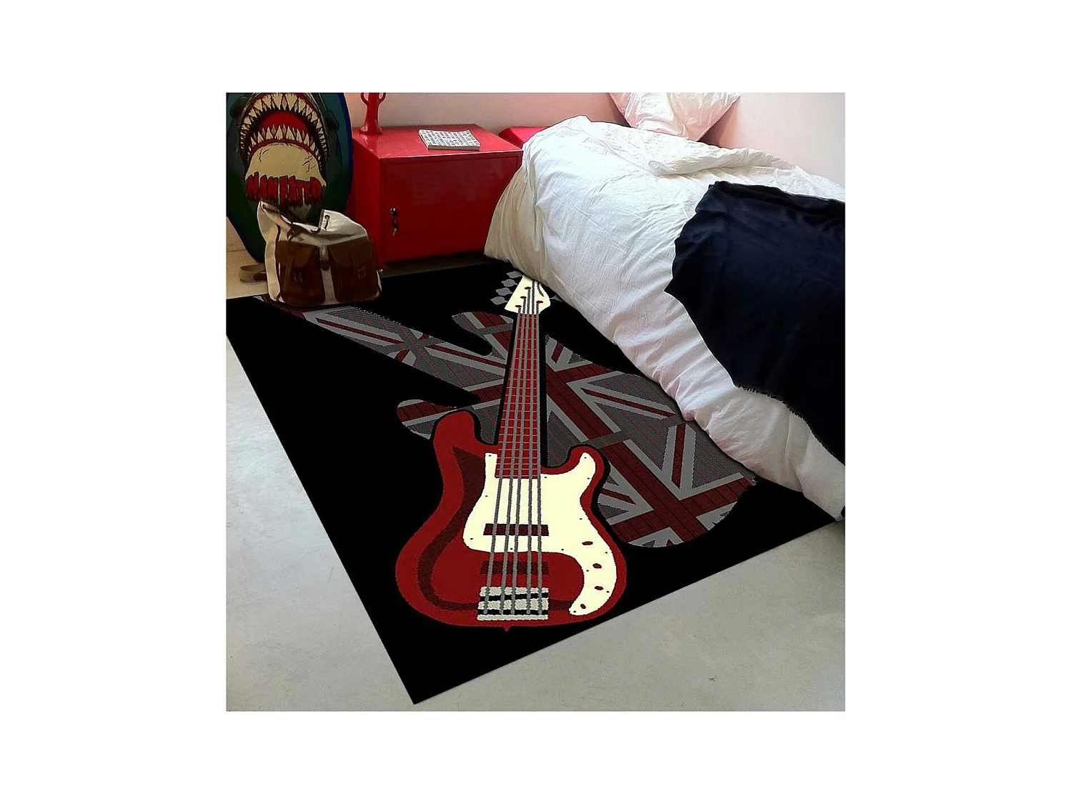 Tapis enfant 200x290 rectangle tissé noir AF2 GUITARD