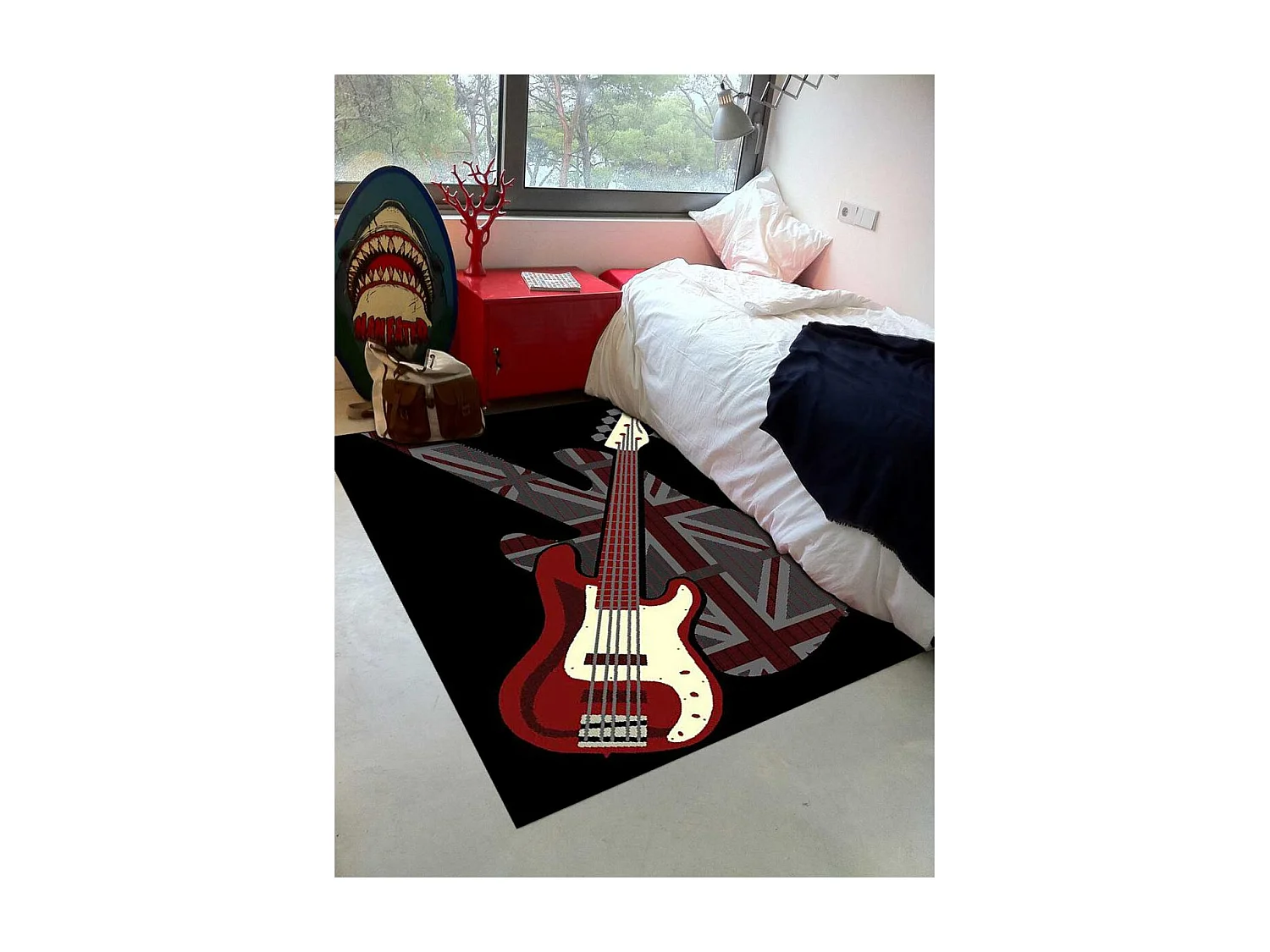 Tapis salon 200x290 rectangle tissé noir LYN49 GUITARD