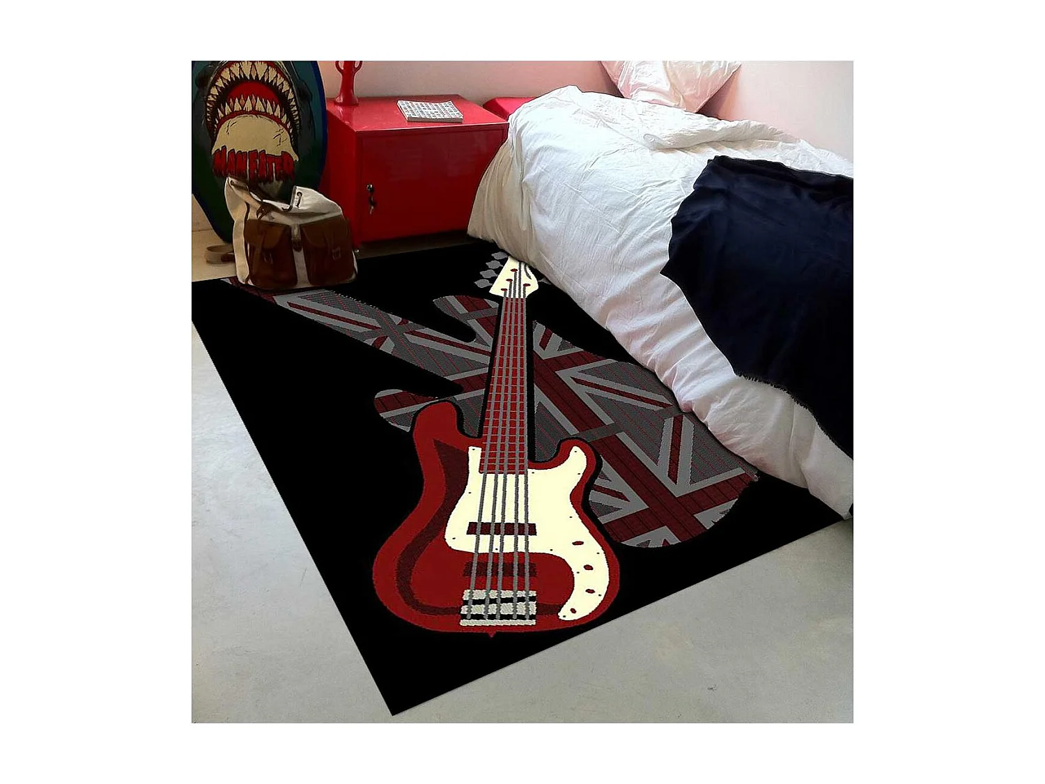 Tapis salon 200x290 rectangle tissé noir LYN49 GUITARD