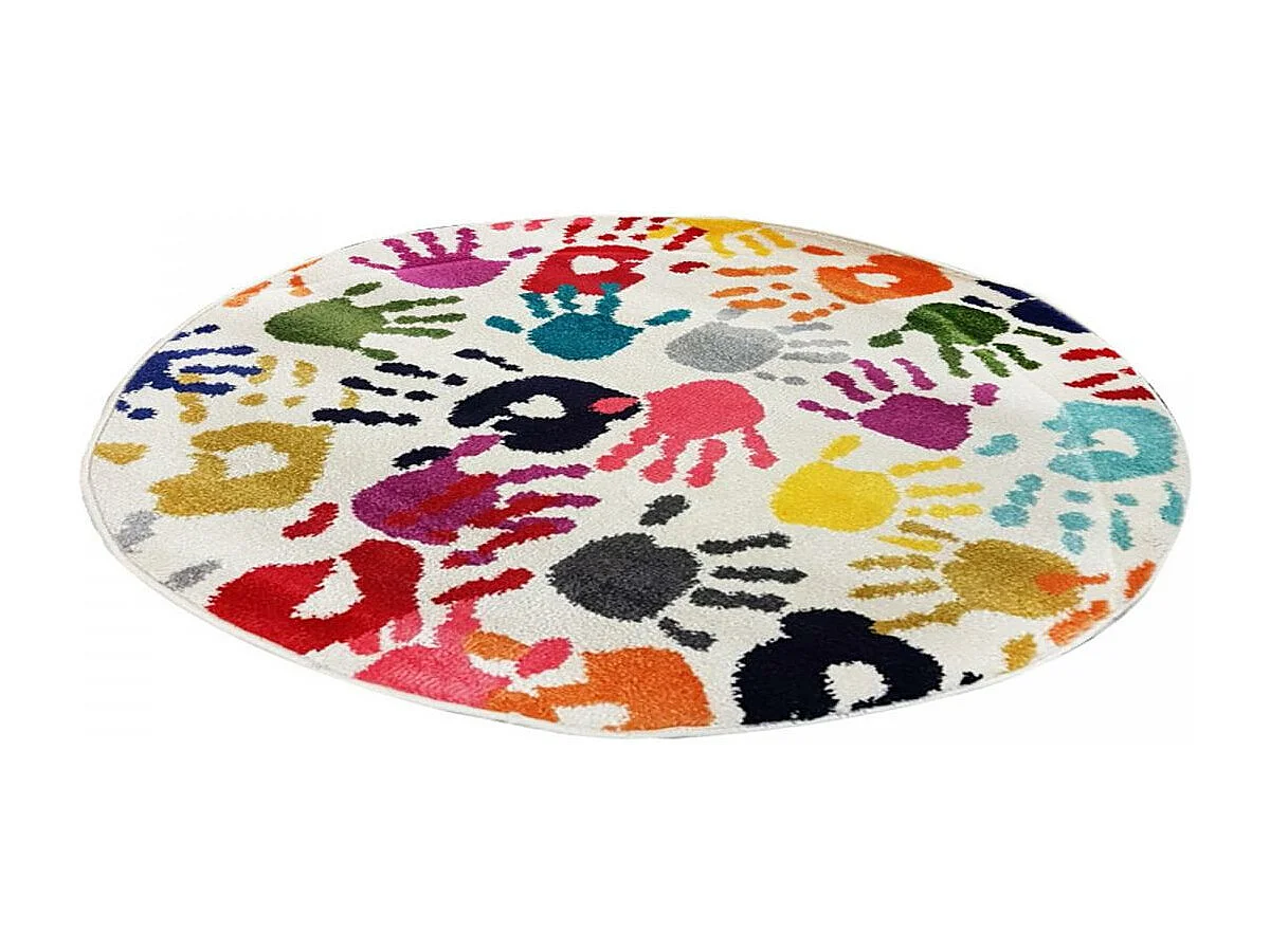 Tapis enfant Ø100cm rond tissé multicolore HANDI