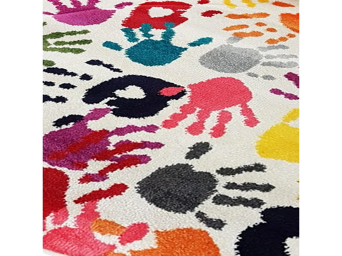 Tapis enfant Ø100cm rond tissé multicolore HANDI