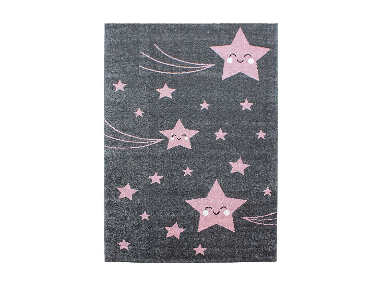 Tapis enfant 120x170 rectangle tissé rose et gris KID STARS