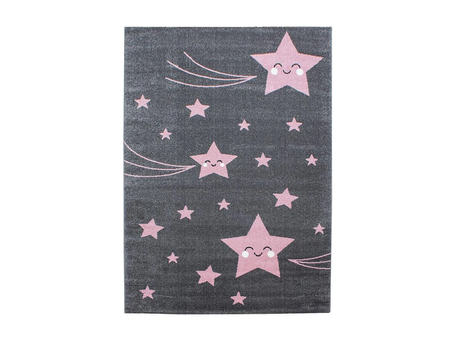 Tapis enfant 120x170 rectangle tissé rose et gris KID STARS