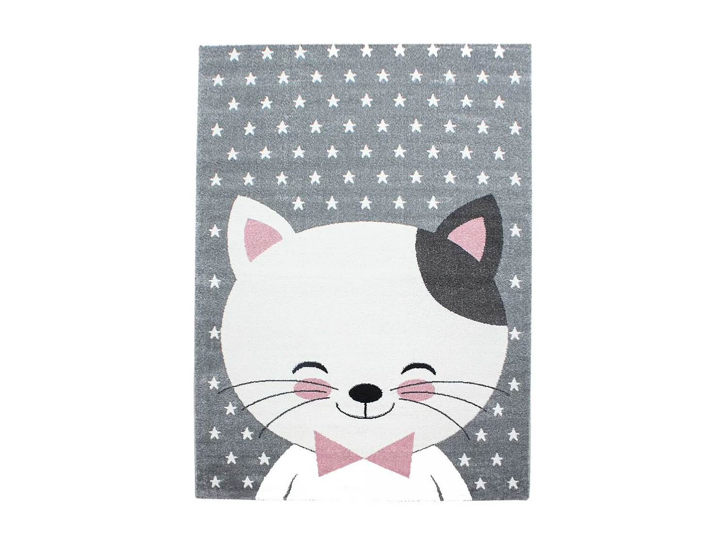 Tapis enfant 160x230 tissé rose et gris motif animaux KID CHAT