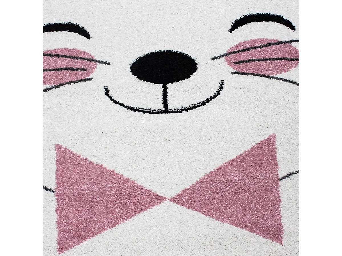 Tapis enfant 160x230 tissé rose et gris motif animaux KID CHAT