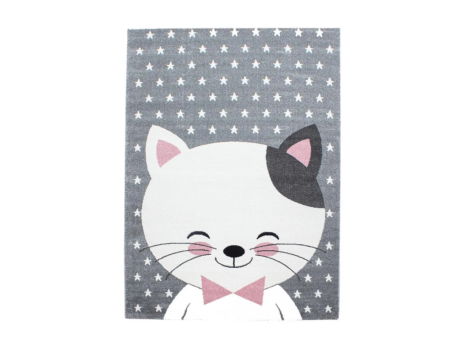 Tapis enfant 160x230 tissé rose et gris motif animaux KID CHAT