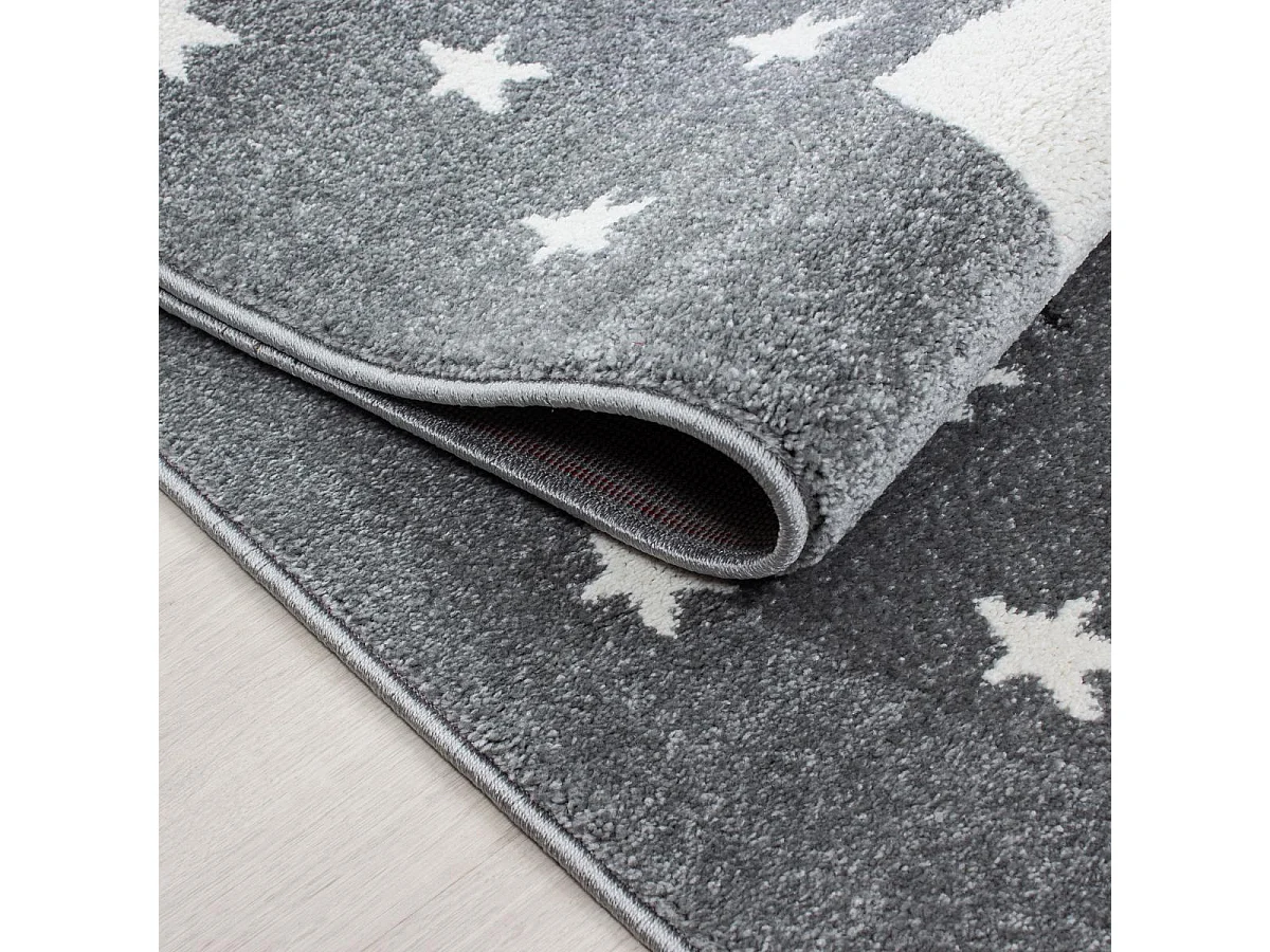 Tapis enfant 160x230 tissé rose et gris motif animaux KID CHAT