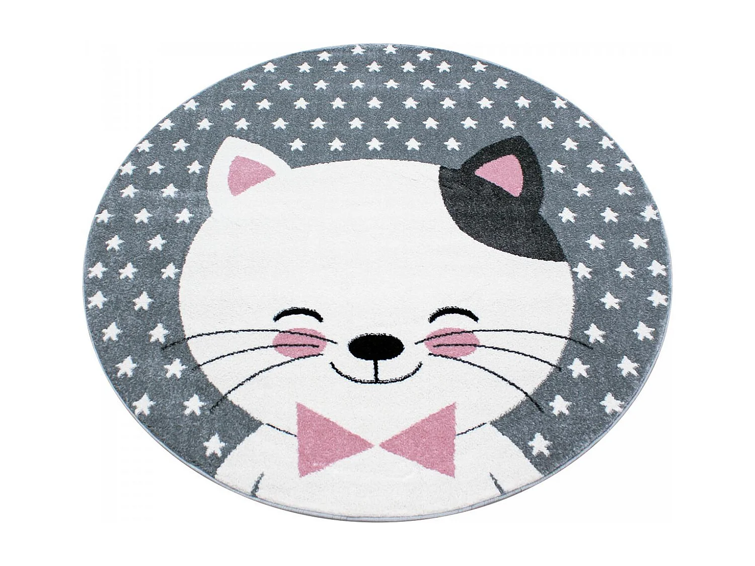 Tapis enfant 160x230 tissé rose et gris motif animaux KID CHAT