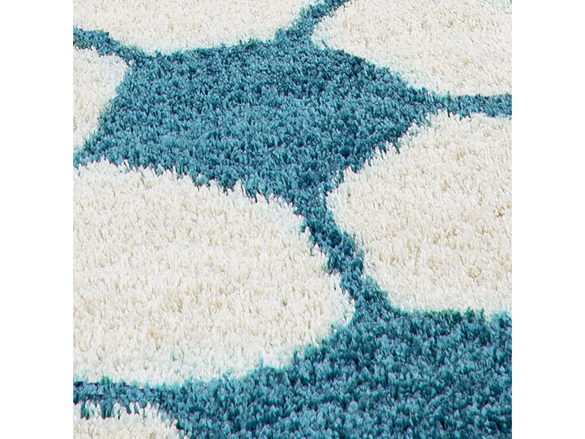 Tappeto per bambini Ø100 cm rotondo intrecciato turchese e crema SHAGGY FOOT