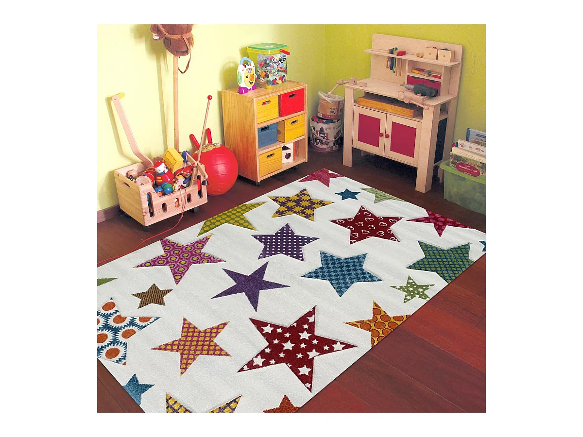 Tapis enfant 160x230 rectangle tissé crème IGALAR