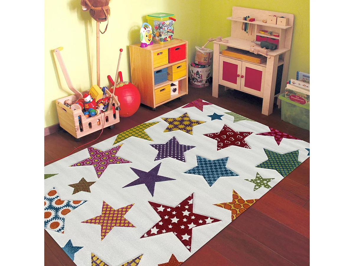 Tapis enfant 160x230 rectangle tissé crème IGALAR