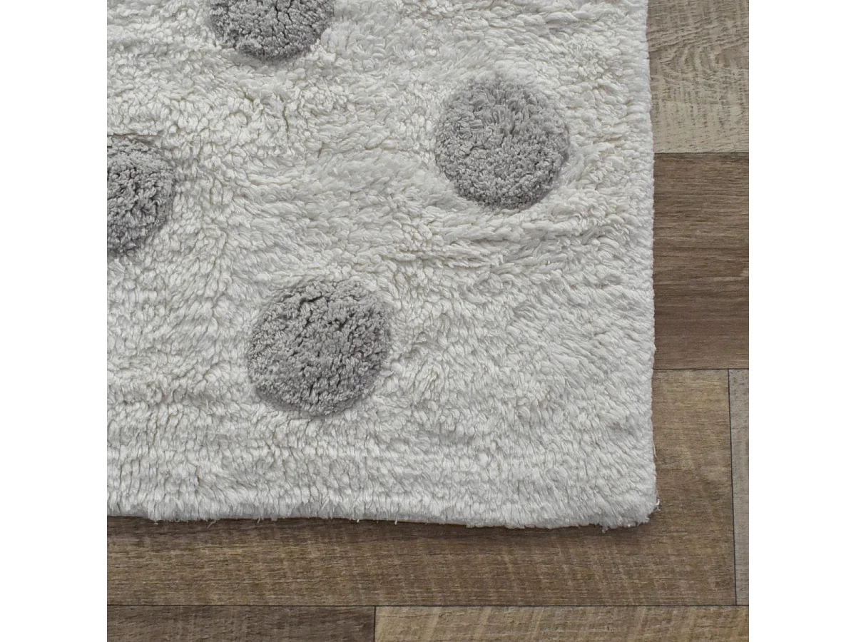 Tapis enfant 90x160 rectangle fait main en coton blanc CORONDA