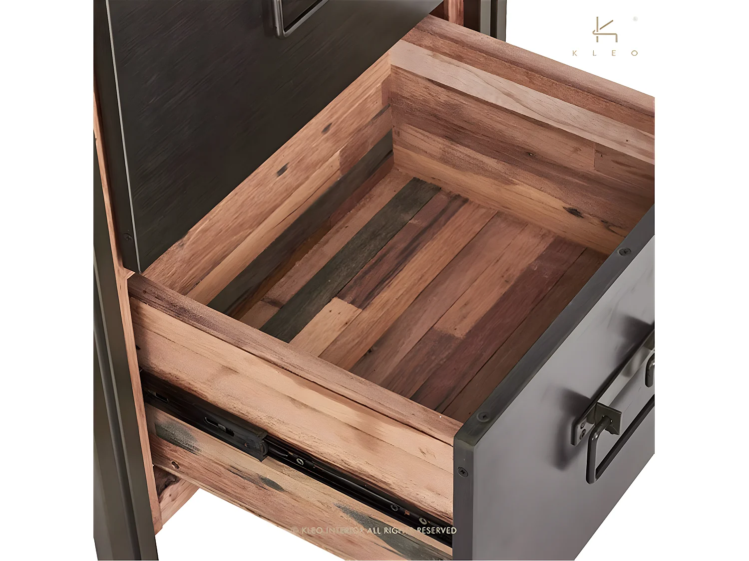 Nautical bibliothèque en bois de bateau recyclé - 3 tiroirs - 2 niches - Style Industriel - H210