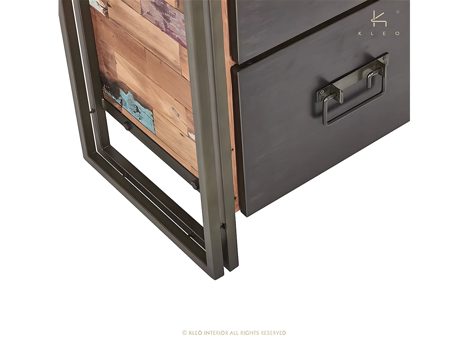 Nautical bibliothèque en bois de bateau recyclé - 3 tiroirs - 2 niches - Style Industriel - H210