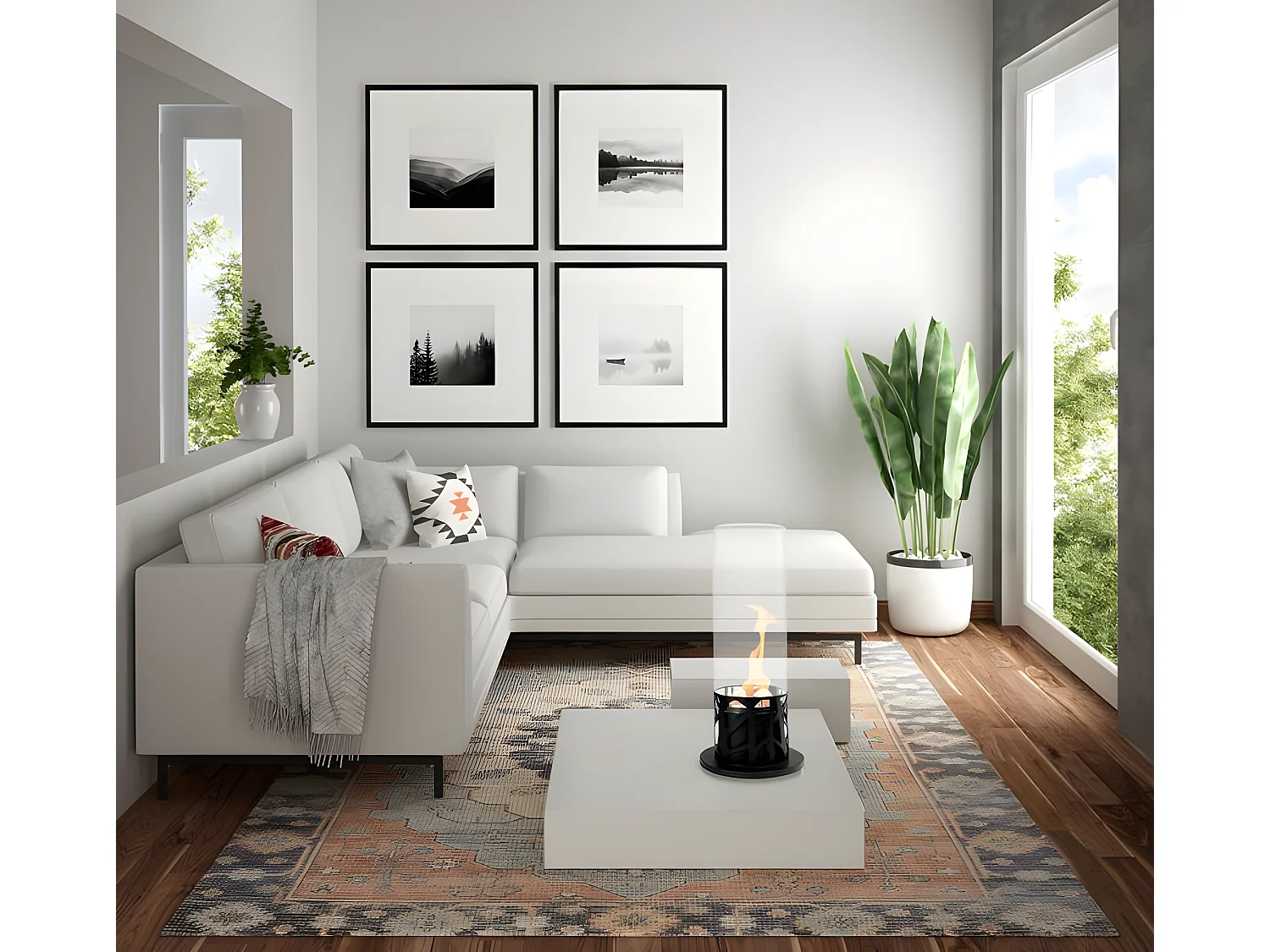 Bioethanol-Aufsatzkamine in Schwarz 20,3 x 20,3 x H 50 cm