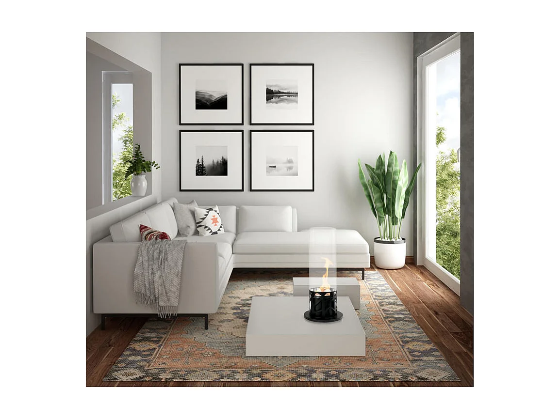 Piper Bougie de table au bioéthanol en métal noir