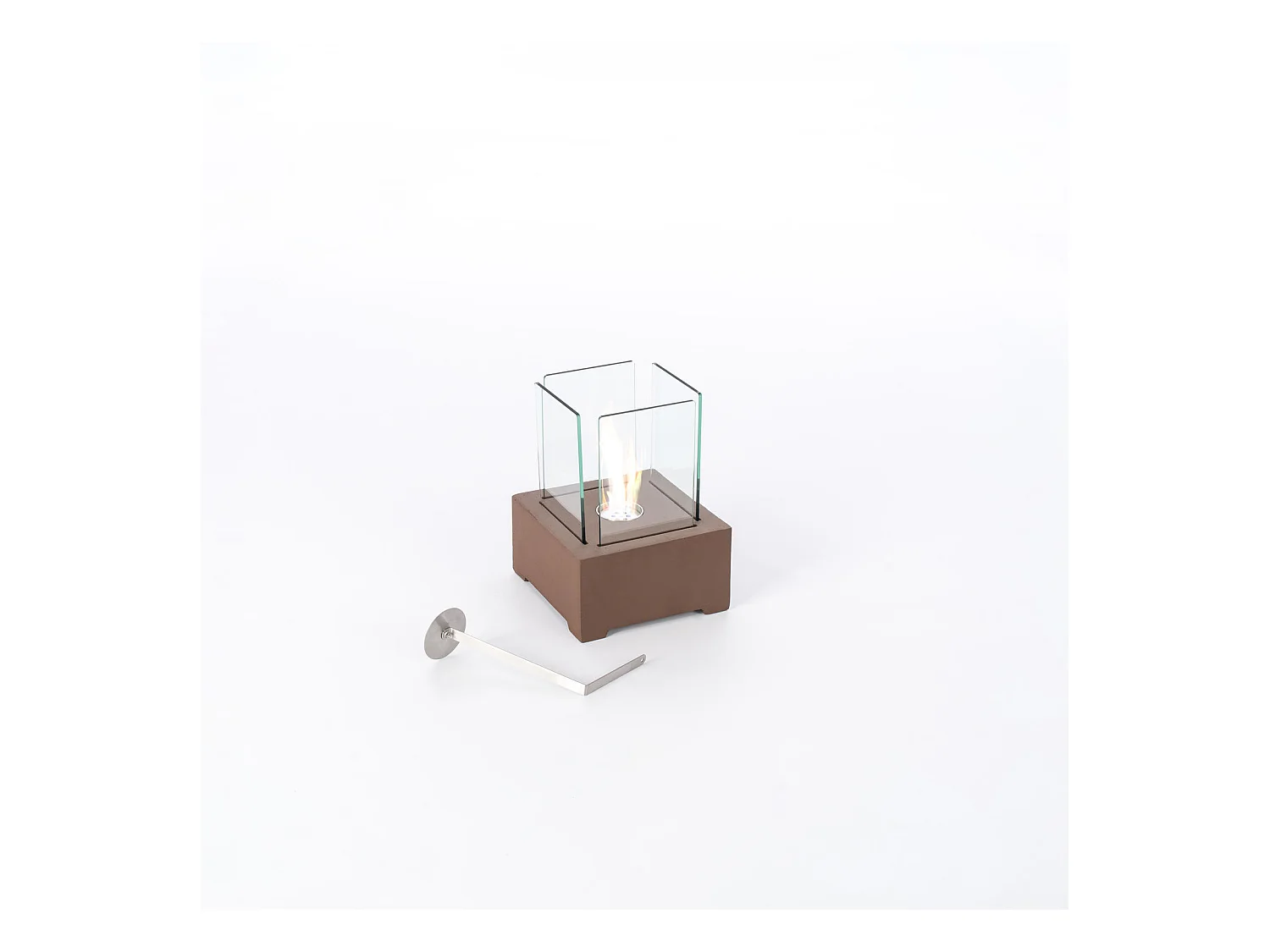 Cheminée bio de table en magnésie marron 22x22x29h cm