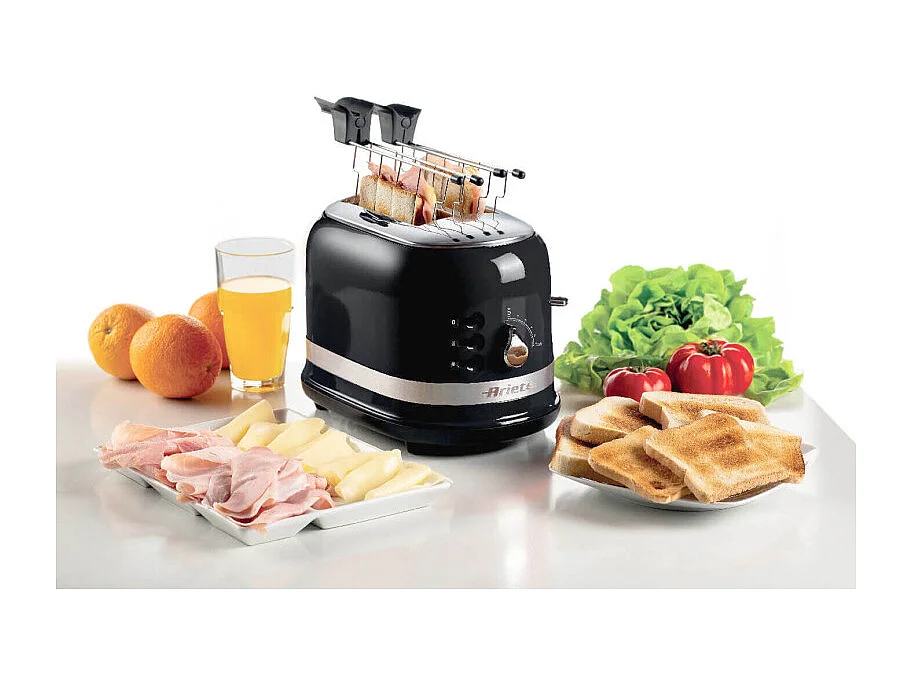 Tostapane Moderna con Pinze - 6 Gradi di Doratura - Scongelamento - Nero