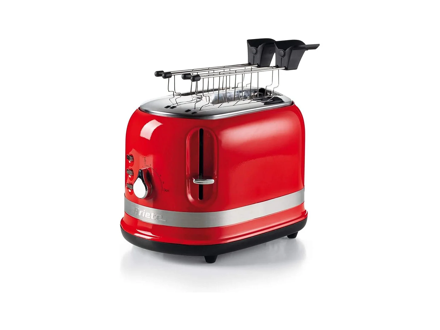 Tostapane con Pinze per 2 fette - Espulsione Automatica - 6 Gradi di Doratura - 800 Watt - Rosso
