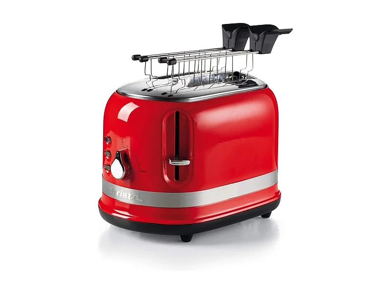 Tostapane con Pinze per 2 fette - Espulsione Automatica - 6 Gradi di Doratura - 800 Watt - Rosso