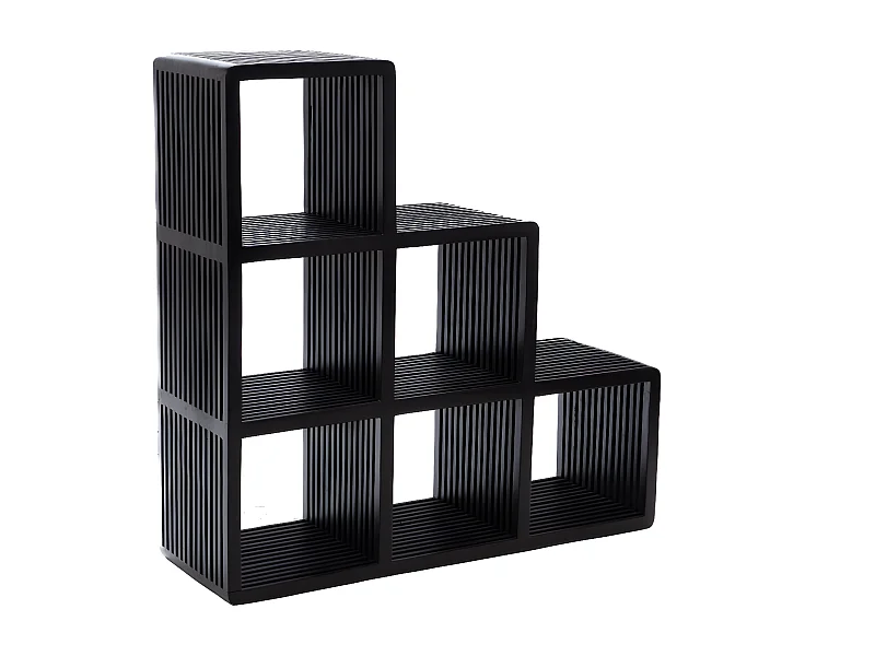 Bibliothèque étagère échelle en teck 6 cubes de rangement - MILAN