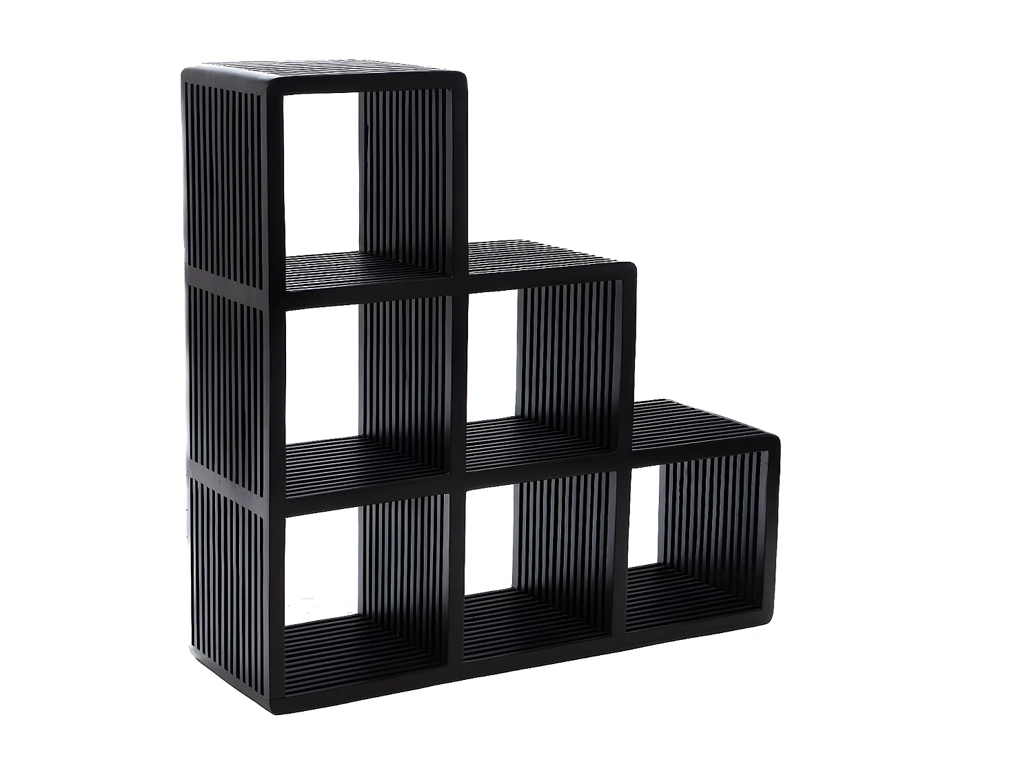 Bibliothèque étagère échelle en teck 6 cubes de rangement - MILAN