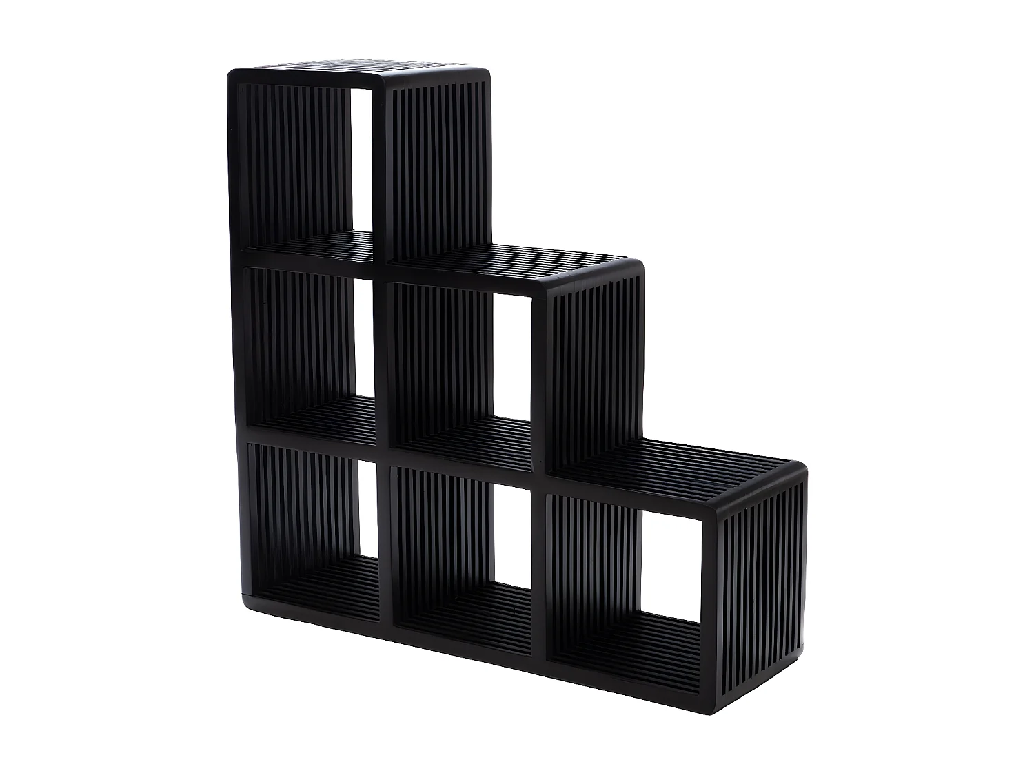 Bibliothèque étagère échelle en teck 6 cubes de rangement - MILAN