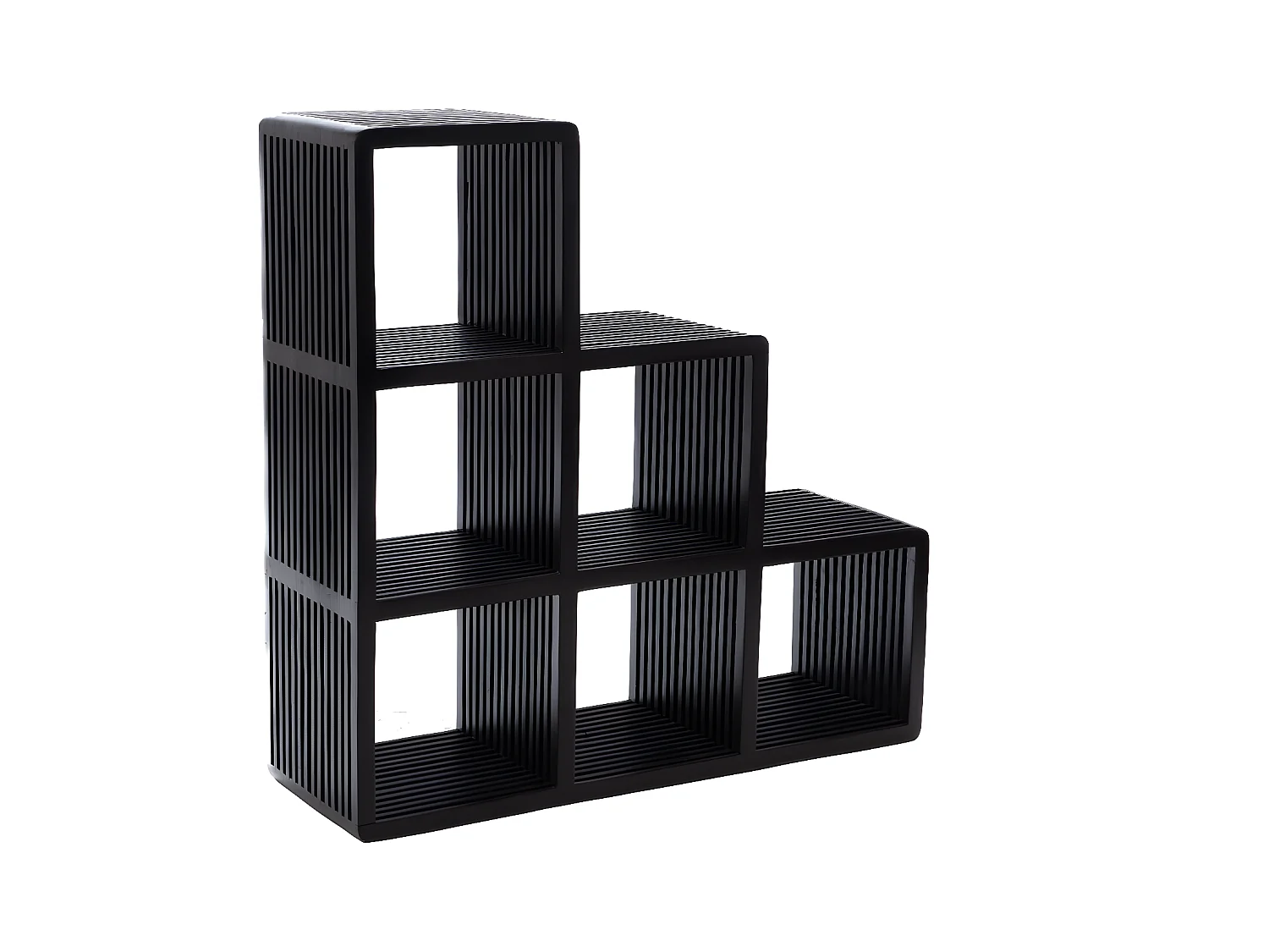 Bibliothèque étagère échelle en teck 6 cubes de rangement - MILAN