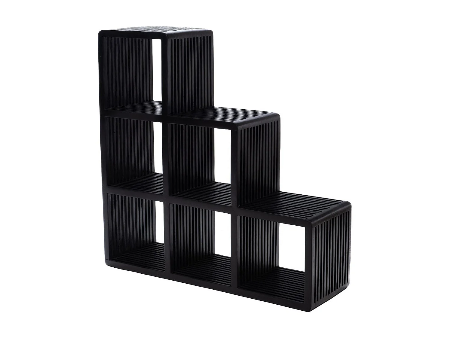 Bibliothèque étagère échelle 6 cubes de rangement en teck - MILAN