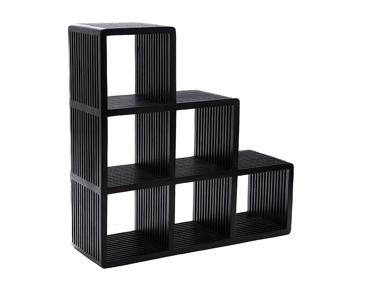 Bibliothèque étagère échelle 6 cubes de rangement en teck - MILAN