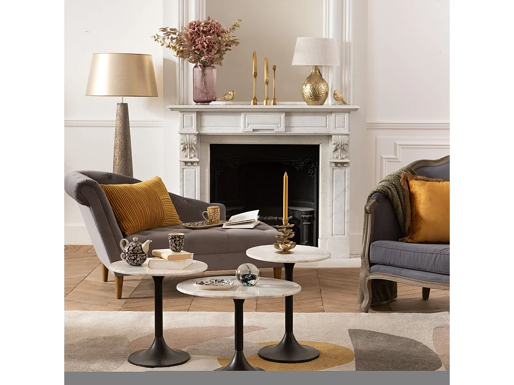 Bout de canapé Marbre blanc 40 cm