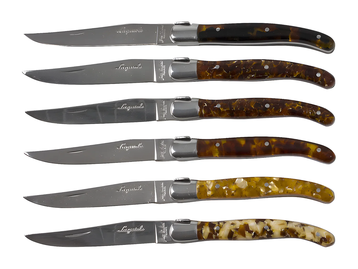 Coffret 6 couteaux laguiole acrylique ecaille