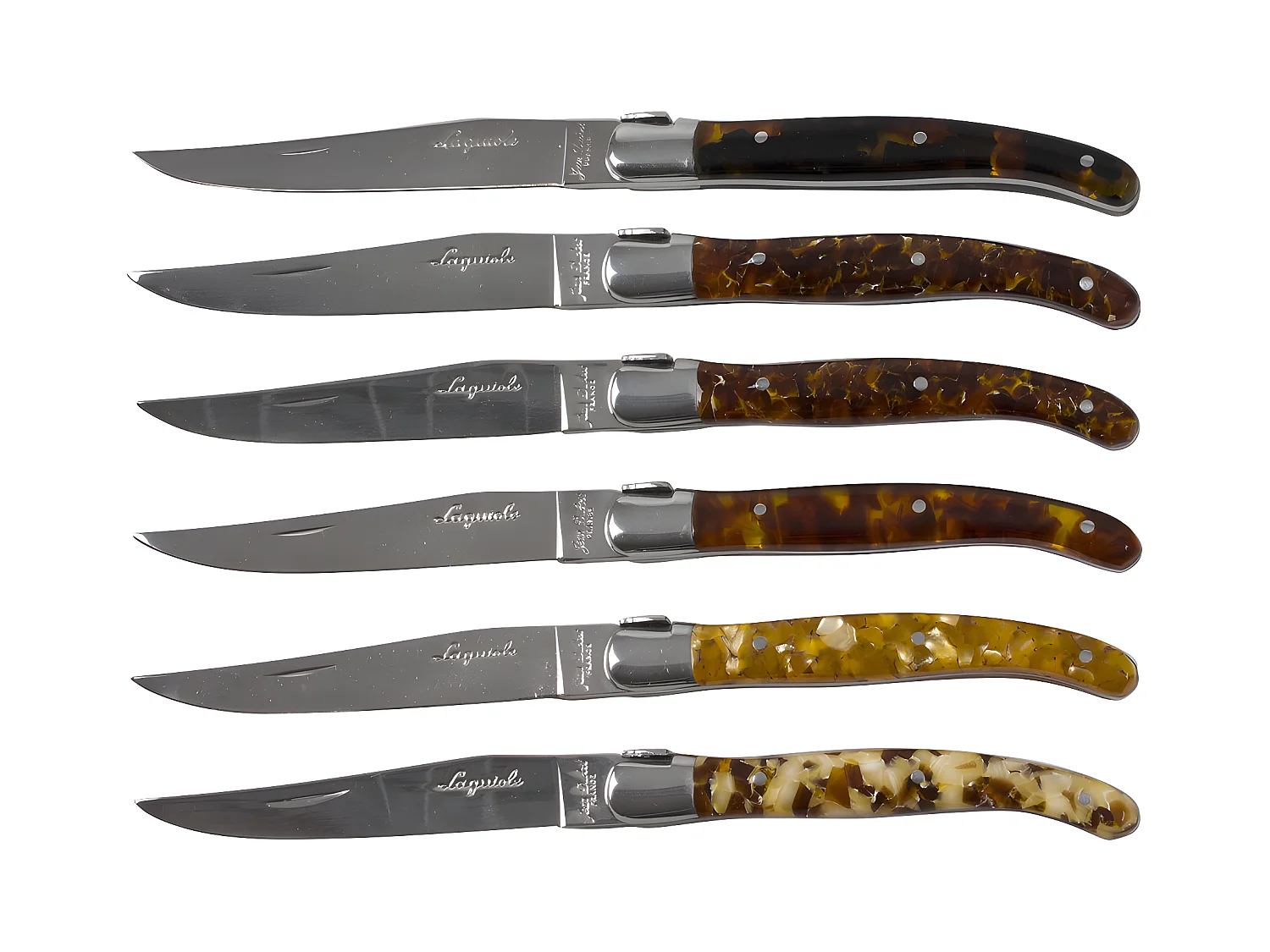 Coffret 6 couteaux laguiole acrylique ecaille