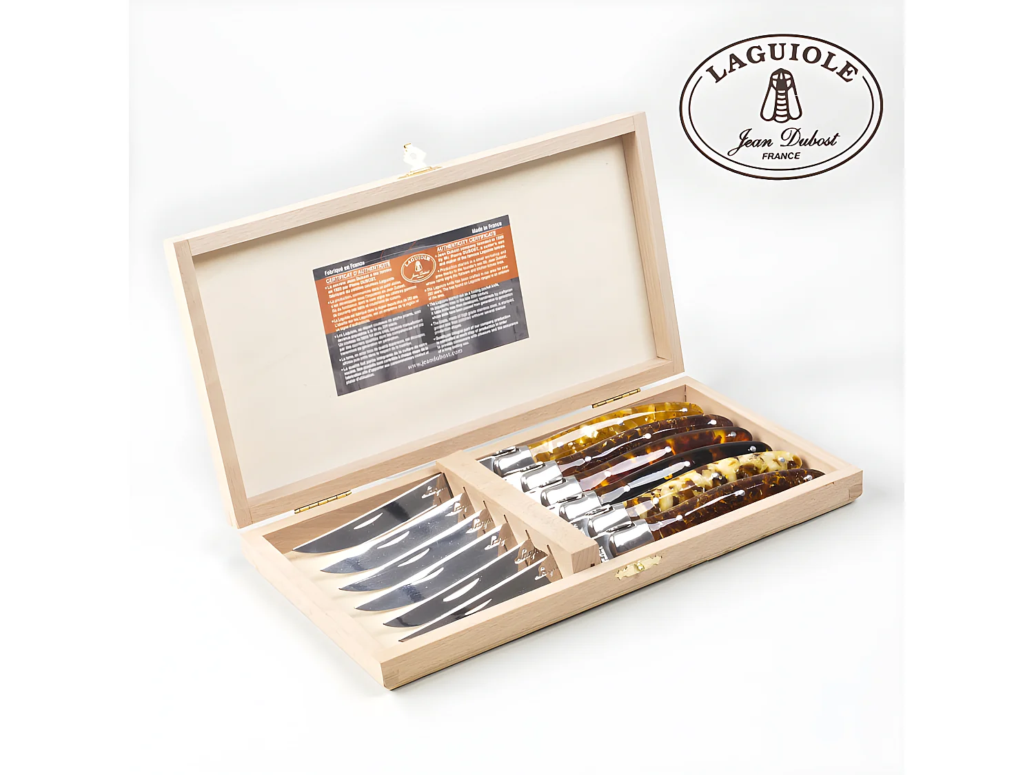 Coffret 6 couteaux laguiole acrylique ecaille