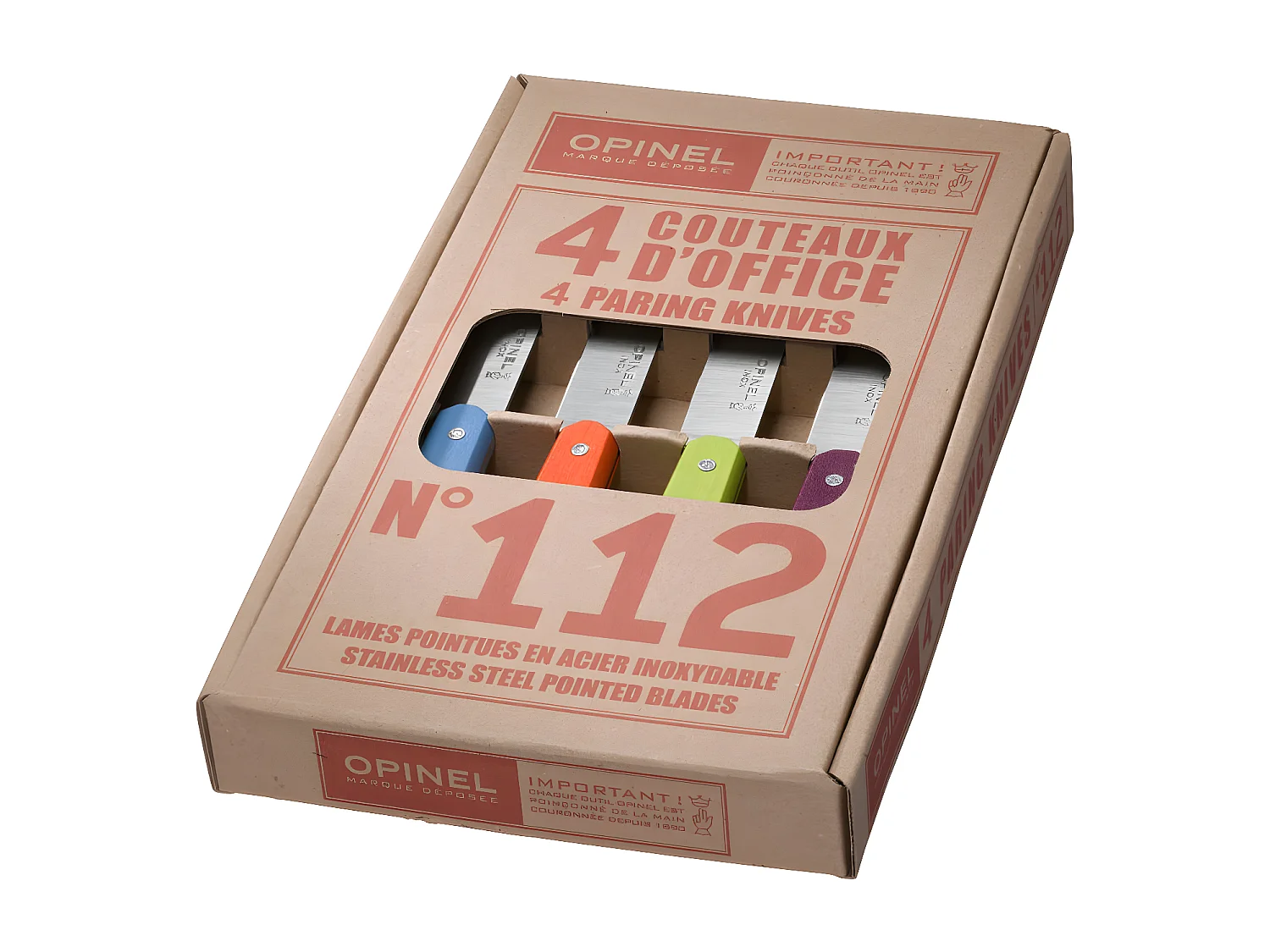 Boite de 4 couteaux de cuisine couleurs  acidulées