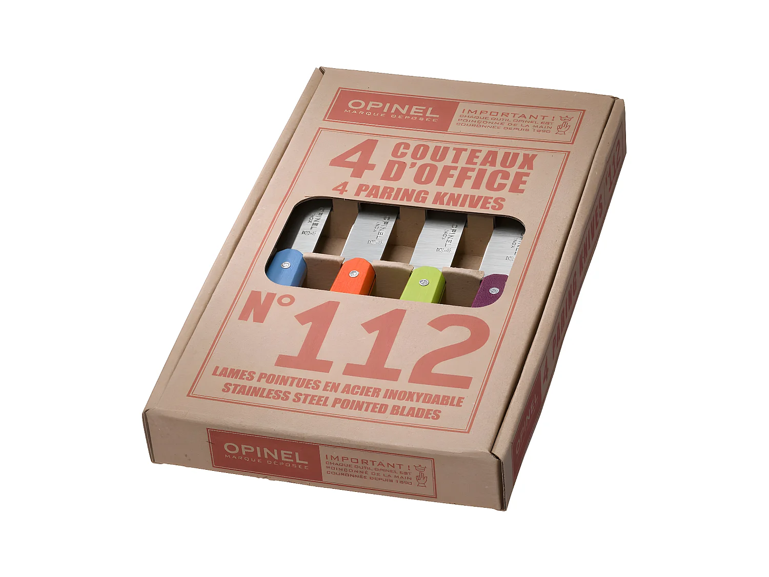 Set di 4 Coltelli da Cucina Colorati in Acciaio Inossidabile - Prodotto in Francia