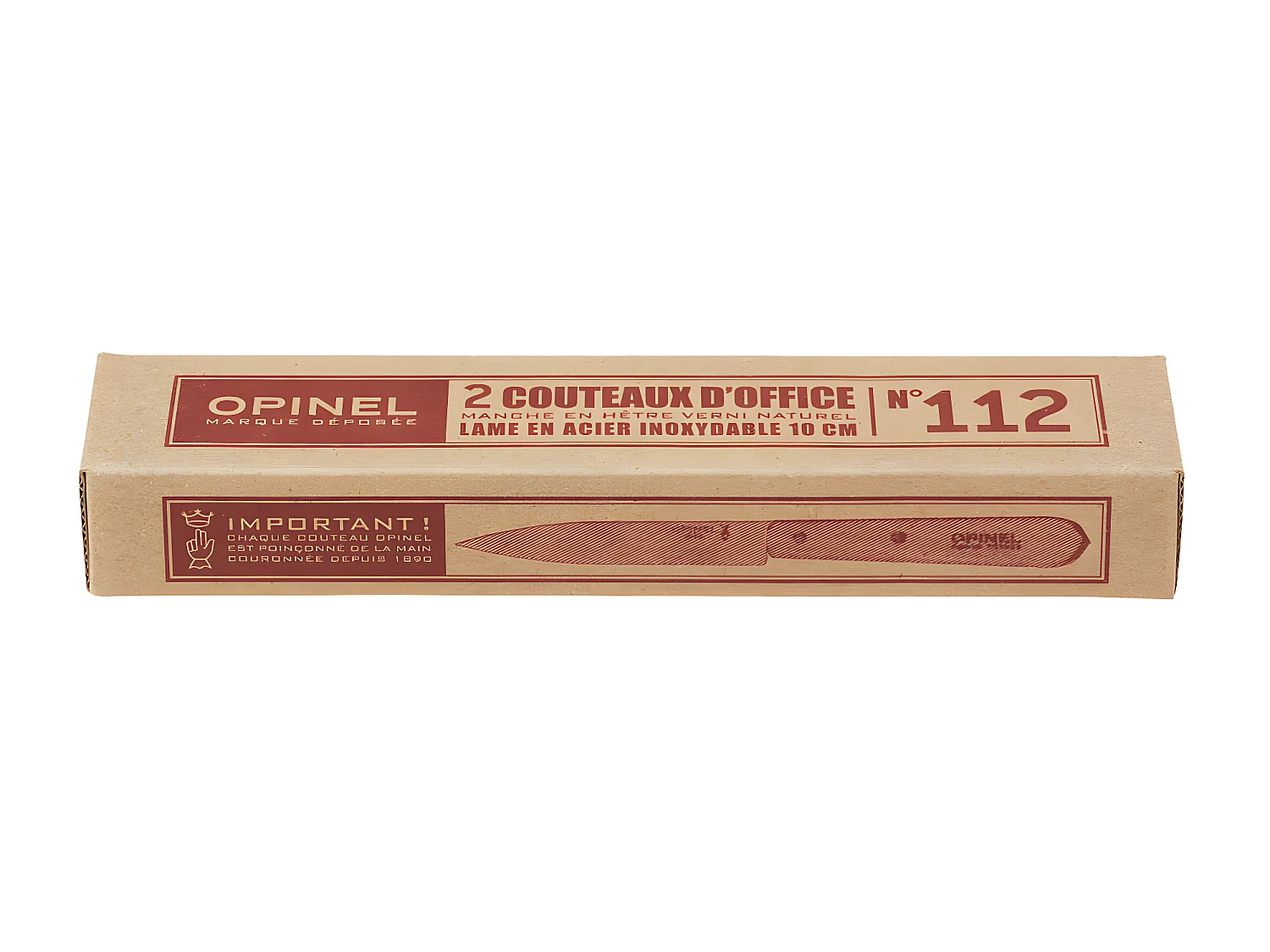 Set aus 2 Opinel N°112 Küchenmessern aus Buchenholz und Edelstahl