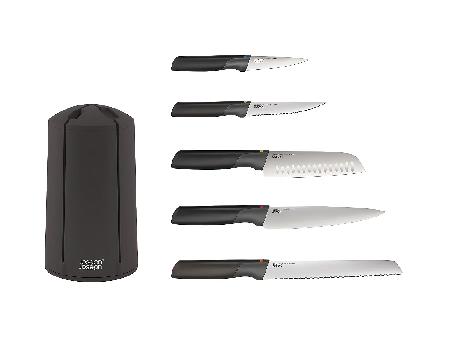 Elevate™ Japanse roestvrijstalen messenblok met draaibare opslag