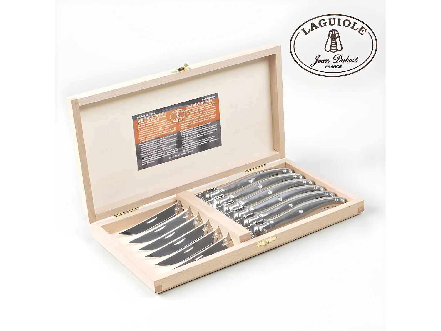Coffret 6 couteaux laguiole inox fermant