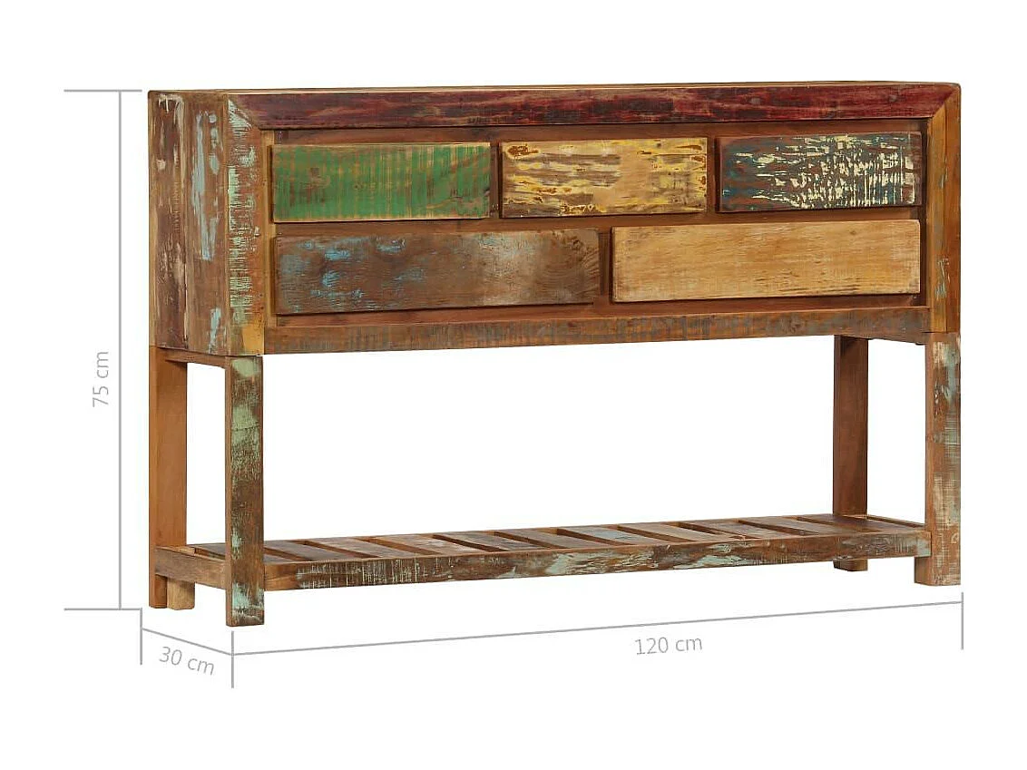 Credenza buffet consolle mobile contenitore 120 cm in legno massello di recupero 4402172
