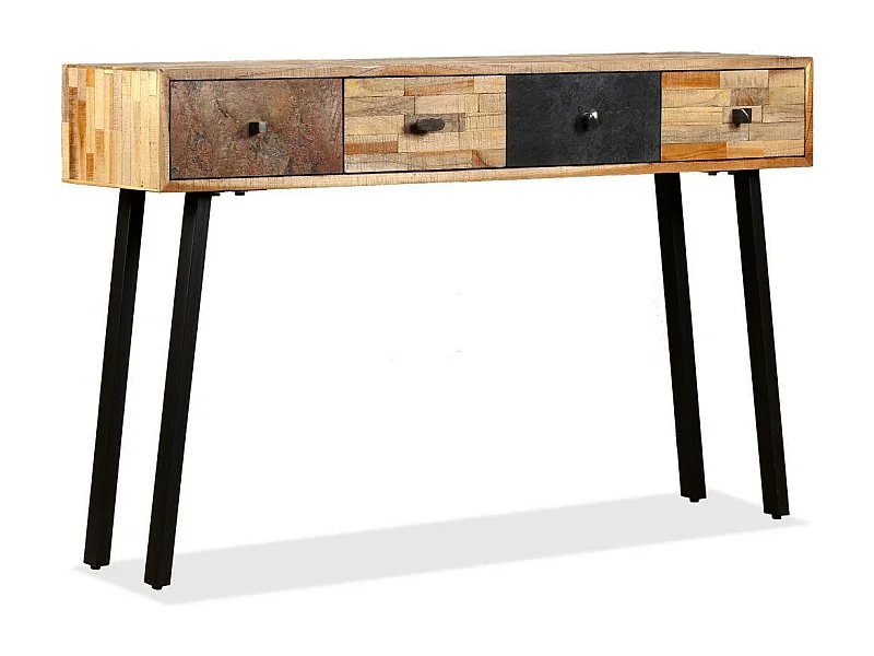 Consolle portaoggetti in teak massiccio di recupero 120 x 30 x 76 cm marrone 4402037