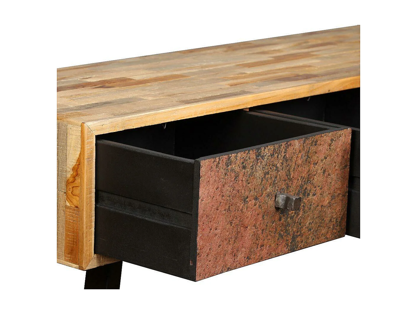 Consola de mueble de almacenamiento de teca maciza reciclada 120 x 30 x 76 cm marrón 4402037