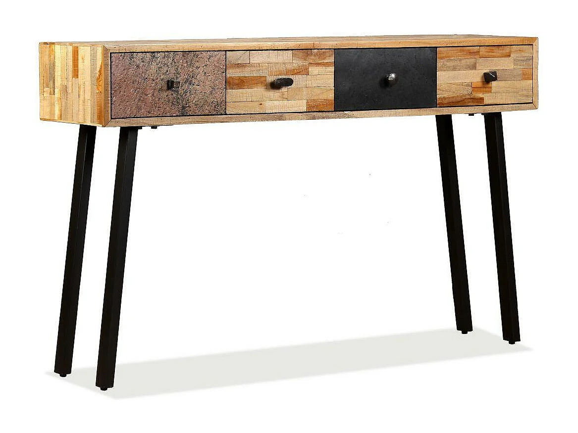 Consola de mueble de almacenamiento de teca maciza reciclada 120 x 30 x 76 cm marrón 4402037