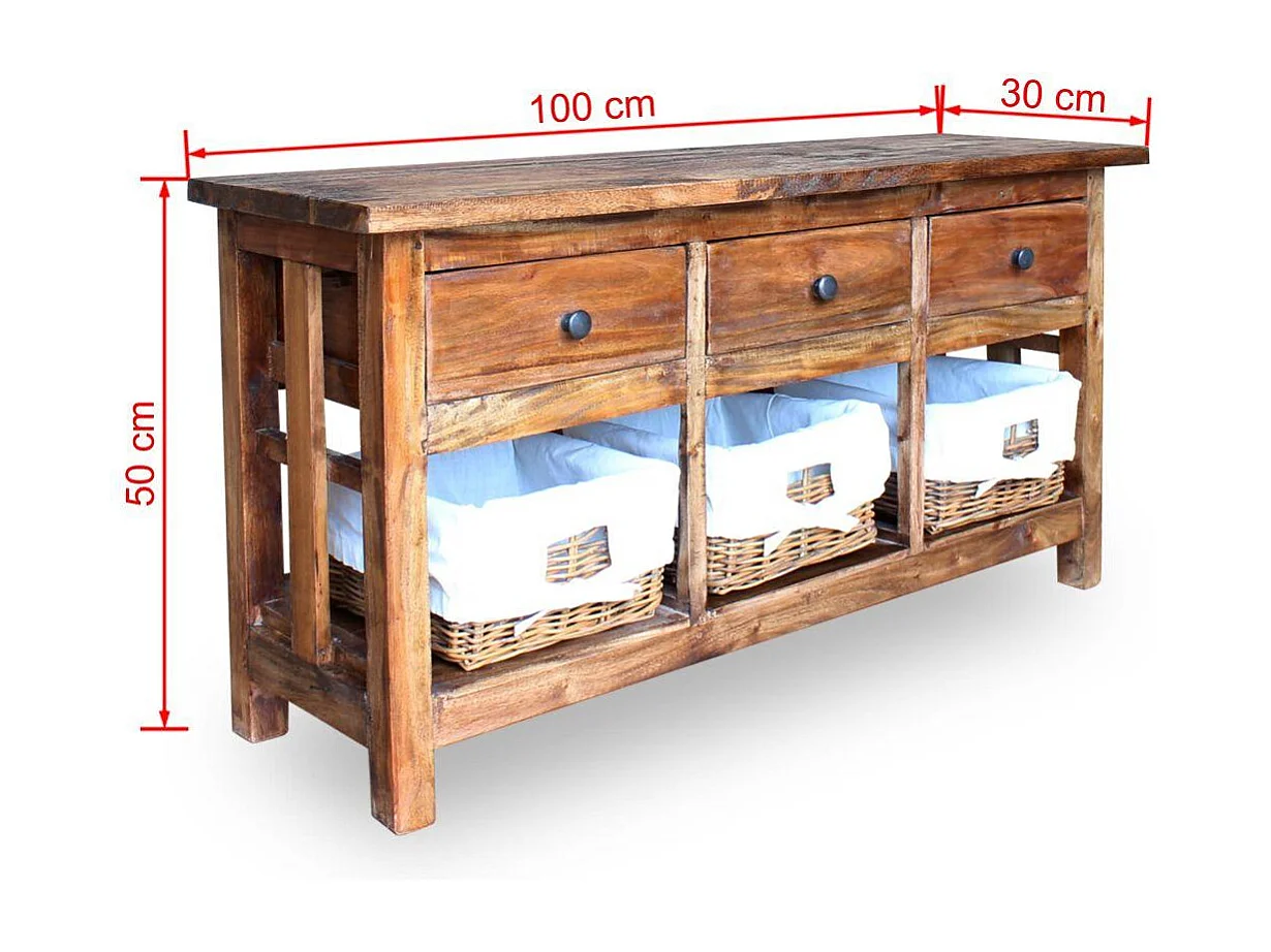 Aparador buffet mueble consola mueble de almacenamiento madera maciza recuperada 100 cm 4402144