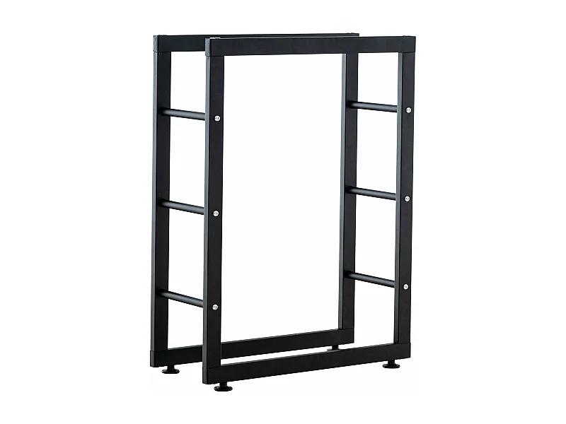 Leñero soportes para leña almacenamiento de metal negro negro 25x60x100 cm metal M10_004909