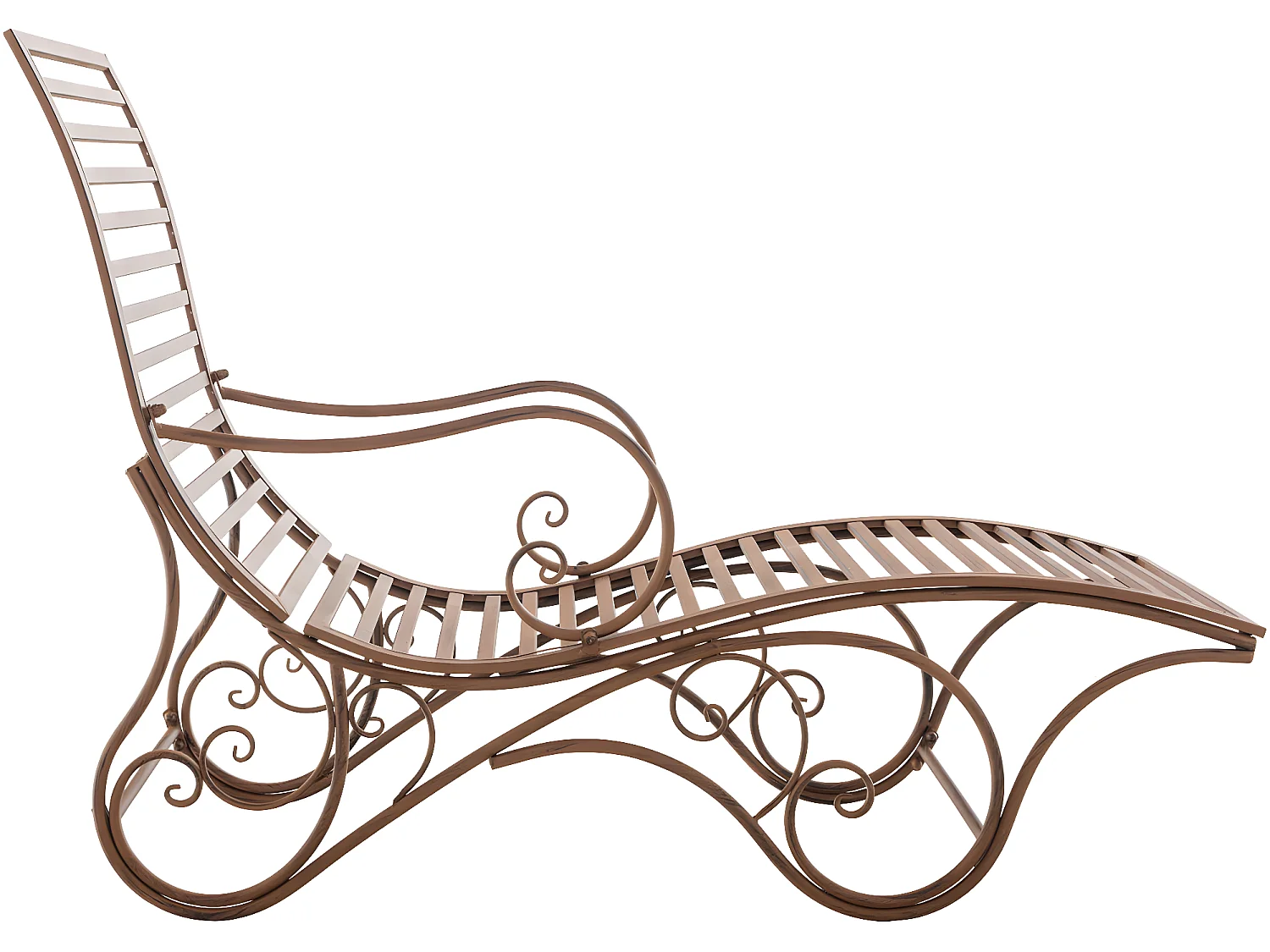 Tumbona silla de jardín estilo rústico en metal marrón envejecido M10_004841