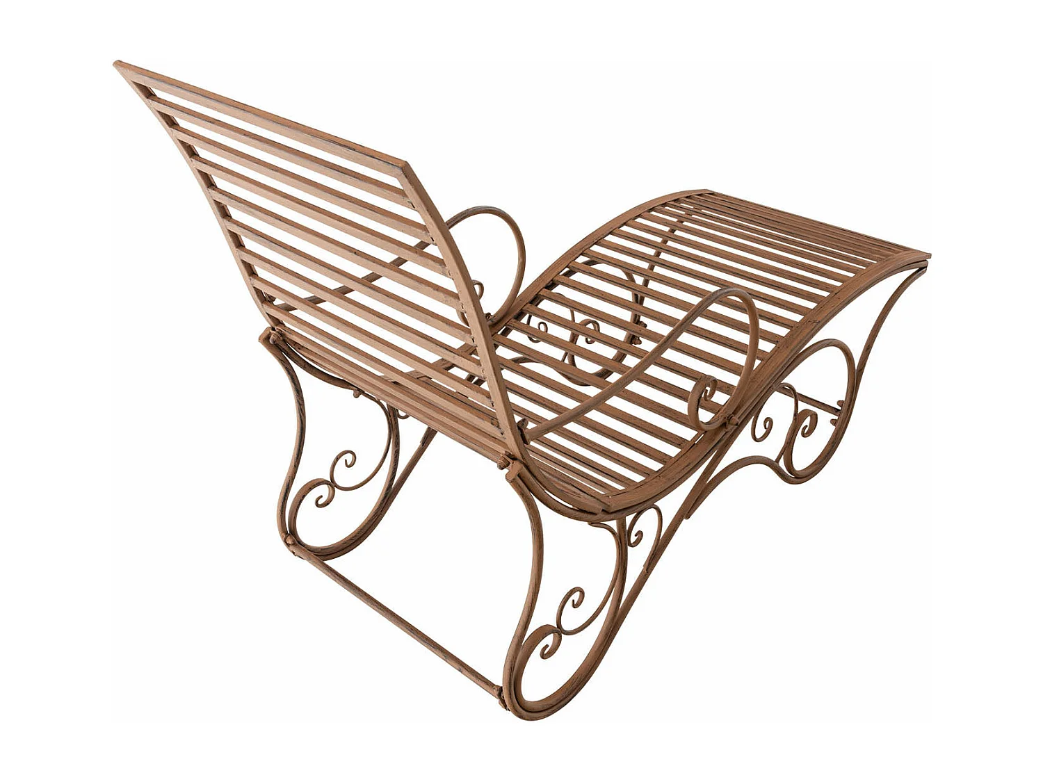 Tumbona silla de jardín estilo rústico en metal marrón envejecido M10_004841